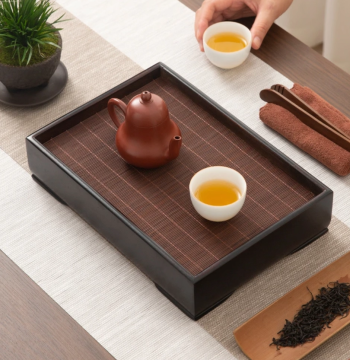 Solid Wood Bamboo Tea Tray Small Drainage Water Storage Dry Brewing Platform Bamboo Tea Sea Small Tea Table Rectangular Bamboo Mat Tea Set Tray