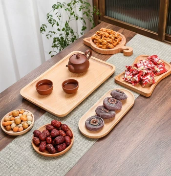 Solid Wood Tray Beech Wood Fresh Style Wooden Plate Ins Wooden Dinner Plate Home Use Snack Cake Dish Tea Tray