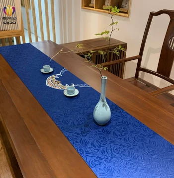 iqipa New Sea Wave Pattern Tea Mat Waterproof Table Runner Tea Table Dining Table Decorative Fabric Tablecloth