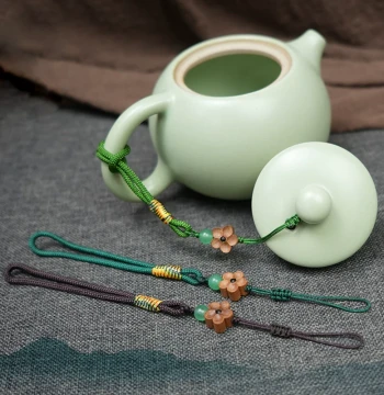Peach Wood Plum Blossom Teapot Cord Retro Fresh Style Handwoven Lid Hanging Rope Anti-Drop String for Handled Teapots