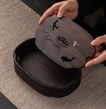 Ebony Solid Wood Teapot Rest Dry Brewing Platform Tea Tray Base Tea Stand Purple Clay Teapot Pad Tea Accessories New Chinese Style