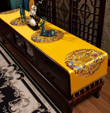 New Chinese Style Table Runner, Zen Tea Mat, Coffee Table Cloth, Dining Table Embroidered Decorative Fabric, TV Stand Dust Cover