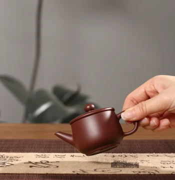 Chaozhou Kung Fu Tea Hand-Pulled Purple Clay Hanwa Large Mouth Brewing Pot Ceramic Pot One Pot One Cup Kung Fu Purple Clay Handmade Teapot