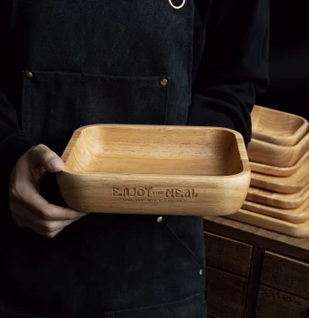 Japanese Oak Solid Wood Salad Bowl Home Dining Plate Dried Fruit Snack Dessert Cake Tray Tea Tray Customizable Logo
