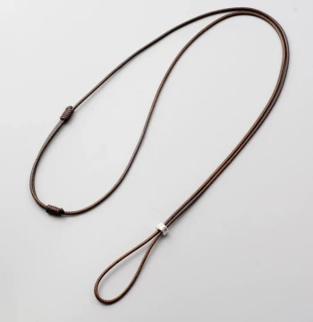 Premium Black Coffee Necklace Cord - Handwoven Leather Rope, Adjustable Length for Men and Women