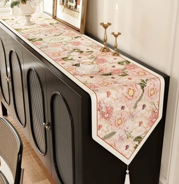 Table Runner Light Luxury High-End Cotton Linen Fabric Coffee Table Decorative Cover Cloth Sideboard Shoe Cabinet Long Strip Tea Mat Countertop Pad