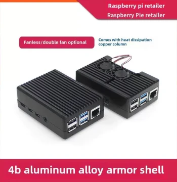 Raspberry Pi 4th Gen Raspberry Pi 4B Aluminum Alloy Case Motherboard Dual Fan Cooling Protective Shell Box