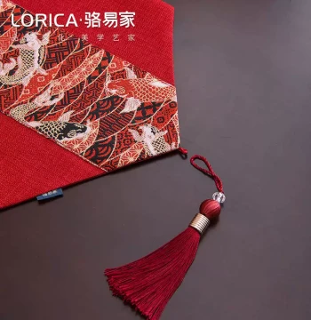 Luoyijia Wedding Table Runner, Red New Chinese Style Coffee Table and Dining Table Cloth, Bridal Room Decoration, Happy Character Waterproof Tea Mat