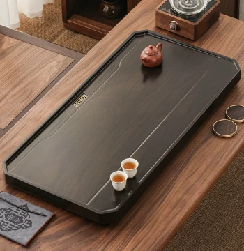 Tea Tray Living Room Home Minimalist Faux Wood Stylish Hotel Tea Sea Rectangular Drainage New Black Large Tea Table