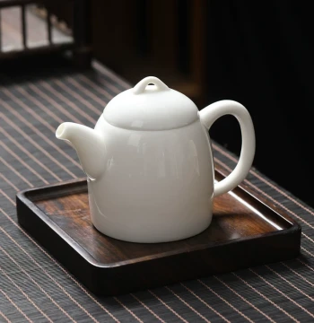 Mutton Fat Jade 'Phoenix Singing Qin Weight' Teapot – White Porcelain Handmade Single Teapot with Filter, Chinese Kung Fu Brewing Teapot Available in Various Sizes