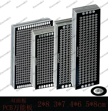 Double-Sided Universal PCB Prototype Board, 2.54mm Pitch Experiment Board, Black Perf Board in Sizes 2*8, 3*7, 4*6, 5*7