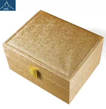 Premium Gold-Trimmed Leather Jewelry Box Factory Direct High-Sales Storage for Gems and Jade PRP Art Exhibition Case
