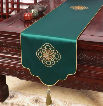 Yi Bi Xu New Chinese Style Zen Embroidered Tea Mat, Dining Table Runner, Tea Towel Fabric, Entryway TV Cabinet Runner, Long Strip Decoration