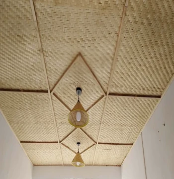 Bamboo Mat Wall Decoration Ceiling, Homestay Hotel Retro Bamboo Weaving Mat Wall Sticker, Construction Site Grass Mat for Tea Drying