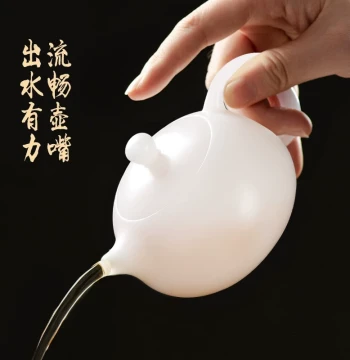 Miaolian Tianxiang High-End Handmade Ice Jade Porcelain Xishi Teapot Dehua White Porcelain Home Brewing Teapot Single Pot Rotatable