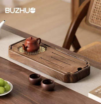 Small Tea Tray Premium Walnut Water-Storage Dry Brew Tray 2026 New Model Home Tea Station Teaware Solid Wood Tea Serving Tray