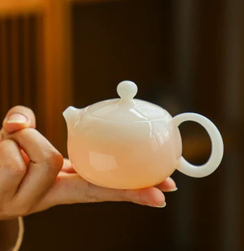 Premium Translucent Jade Mini Small Teapot Ice-Glaze Ceramic Xi Shi Pot Handmade White Porcelain Tea Set Single Person Brewing Teapot