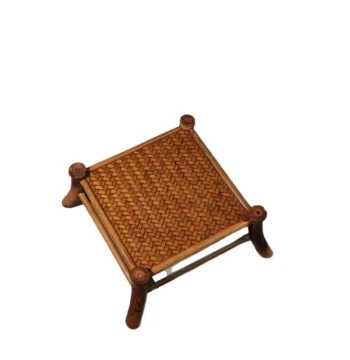 Handcrafted Bamboo Orchid Stand with Woven Mat Surface - Decorative Display Rack for Tea Tables, Flower Pots, and Acorus Calamus