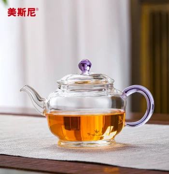 Meisini Glass Small Teapot - Transparent Single-Serve Tea Brewer for Home Use, Handmade Kung Fu Black Tea Set
