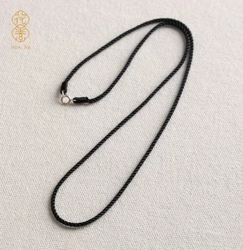 Black Black Cord Necklace String Pendant Cord Braided Necklace String Woven Cord Jade Pendant Matching Gold Pendant Cord Braided String
