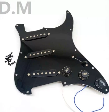 Electric Guitar Parts - ST/SQ SSS Pickguard with Pickup Wiring Assembly - Full Black SSS Single-Coil Set