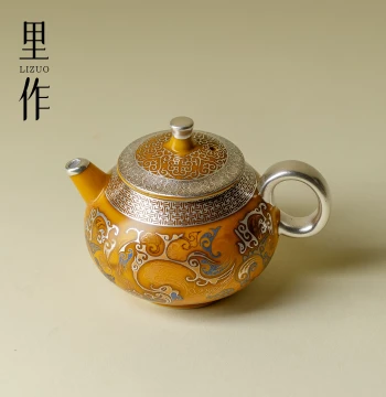 Lizuo Gold-Silver Plated Fulong Xishi Teapot, Exquisite Handmade High-End Tea Brewer, Kung Fu Tea Set for Home and Guest Reception