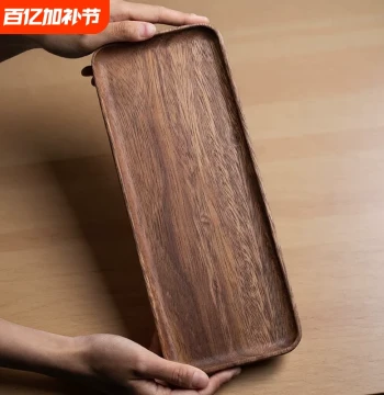 Acacia Wood Tea Tray Solid Wood Rectangular Household Serving Tray for Decor, Snacks, Candy, and Seeds