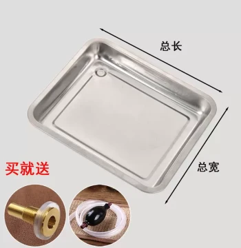 Tea Table Leak Tray Stainless Steel Tea Tray Water Receiving Tray with Drain Tea Stand Solid Wood Embedded Sliding Base Tea Holder