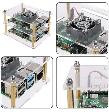 Acrylic Case for Raspberry Pi 3B+/4B, 4-Layer Stackable Cluster