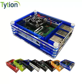 Acrylic Case for Raspberry Pi 4 Model B with Fan and Cover