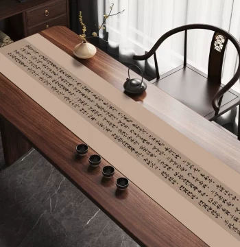 New Chinese Style Tea Mat Table Runner, High-End National Style Cotton Linen Long Strip Tea Table Pad, Tea Station Decorative Tablecloth, Tea Table Flag Cloth