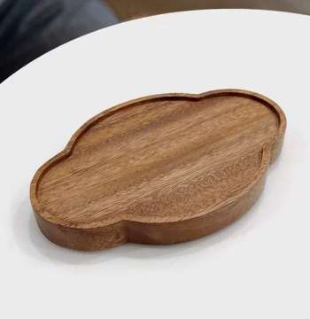 Walnut Wood Dry-Brew Tea Tray with Cloud-Shaped Teapot Stand – Japanese-Style Small Wooden Plate for Home Tea Ceremony or Coffee Serving