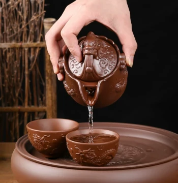 Purple Clay Teapot Large Capacity Chinese Ceramic Set for Home Tea Brewing Handmade Tea Set Teapot Teacup Tea Tray Set Dragon Teapot