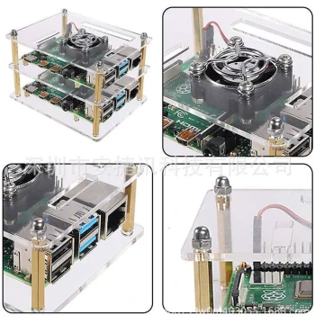 Universal Acrylic Case for Raspberry Pi 3B+ and 4B - Multi-Motherboard Multi-Layer Stacking Free Assembly Cluster Experiment 4-Layer