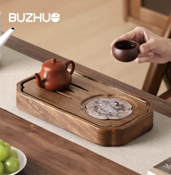 Walnut Wood Dry-Brew Tea Tray – Compact Home Water-Draining Tea Station, Premium Youth-Oriented Solid Wood Tea Set
