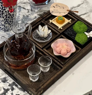 Restaurant Creative Solid Wood Tray Retro Tea Snack Plate Chinese Style Retro Plate Snack Plate Fruit Plate Afternoon Tea Plate Display Stand
