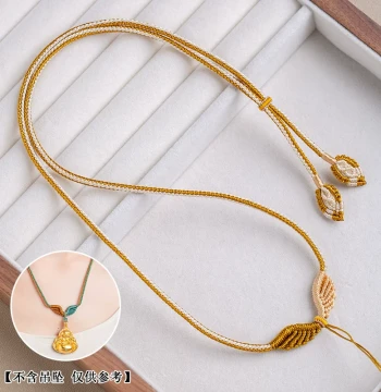 Angel Wings Peace Buckle Necklace Cord, Adjustable Premium Hand-Braided Rope, Gold Pendant String, Jade Pendant Lanyard
