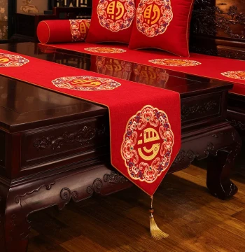 Chinese Style Table Runner – Long Fabric Runner for Tea Table, Coffee Table & Bed Runner
