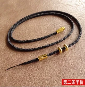 Horizontal Dzi Bead Hanging Rope Neck Collar Necklace Cord Barrel Bead Tibetan Jewelry Handmade Braided Jade Pendant Rope for Men and Women