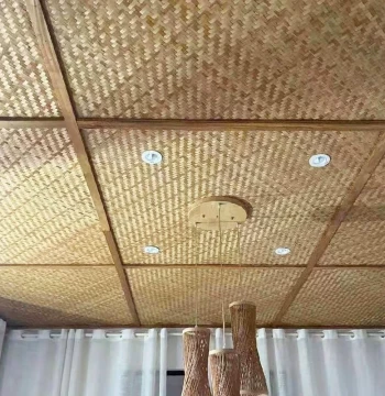 Bamboo Weaving Ceiling Decoration Material, Renovation Bamboo Mat, Retro Carbonized Handmade Bamboo Grass Mat for Homestays, Restaurants, Tea Houses