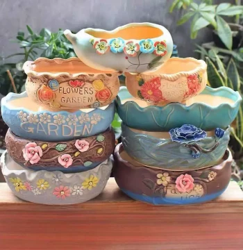 Large-Opening Succulent Planter Ceramic Clearance Sale Meaty Plant Combo Platter Coarse Pottery Extra-Large Home Planter