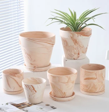 Trending Macchiato Terracotta Pot, Unglazed Ceramic Succulent Planter, Breathable White Clay Pot for Phalaenopsis and Orchids, Prevents Root Rot, Includes Saucer