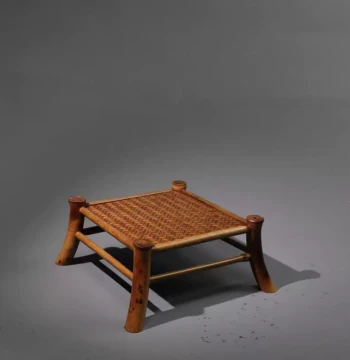 Handmade Meilu Bamboo Orchid Stand with Woven Mat Surface, Display Rack, Desktop Platform, Tea Shelter, Flower Stand, Acorus Calamus Shelf Decor