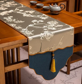Luxury High-End Table Runner, New Chinese Style Tea Mat, Customizable Long Fabric Decorative Pad for Tea Table and Coffee Table