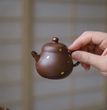 Xiaoqian Shanfang Gold-Flecked Mingzhu Zisha Teapot - Yixing Chinese Style Handmade Original Old Purple Clay Brewing Pot for Home Use