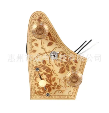 Guitar Parts - Carved Wood Pickguard with Knob Wiring Kit