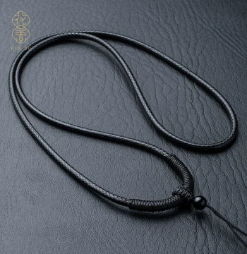 Ping An Kou Lanyard Leather Cord Black Rope Pendant Cord Wu Shi Pai Jade Braided Cord Gold Necklace Cord Woven Rope for Men
