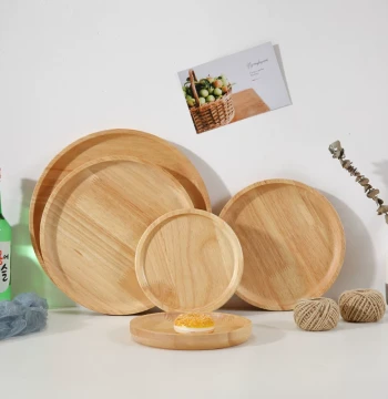 Japanese Style Solid Wood Tray Rectangular Wooden Tray Tea Tray Round Square Fruit Plate Cup Tray Solid Wood Dinner Plate