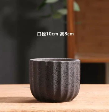 Matte Black Ceramic Succulent Pot, Minimalist Home/Balcony Coarse Pottery Planter, Small Size, Clearance Sale