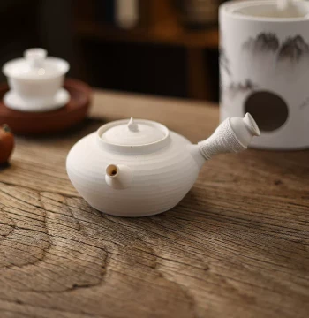 Chaoshan White Clay Side-Handle Teapot, Handmade Kyusu, Charcoal Stove Yushuwei Red Clay Tea Pot, Kung Fu Tea Set